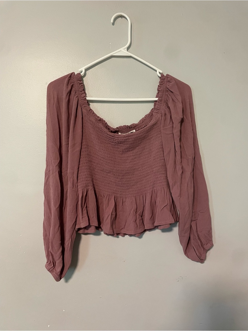 Newbury Kustom Mauve Pink Smocked Peasant Top